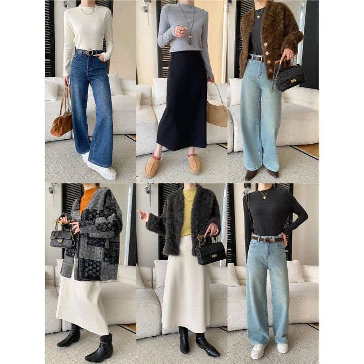 Damen figurbetontes Langarmshirt aus feinem Rippstrick und lässiger Passform Drune