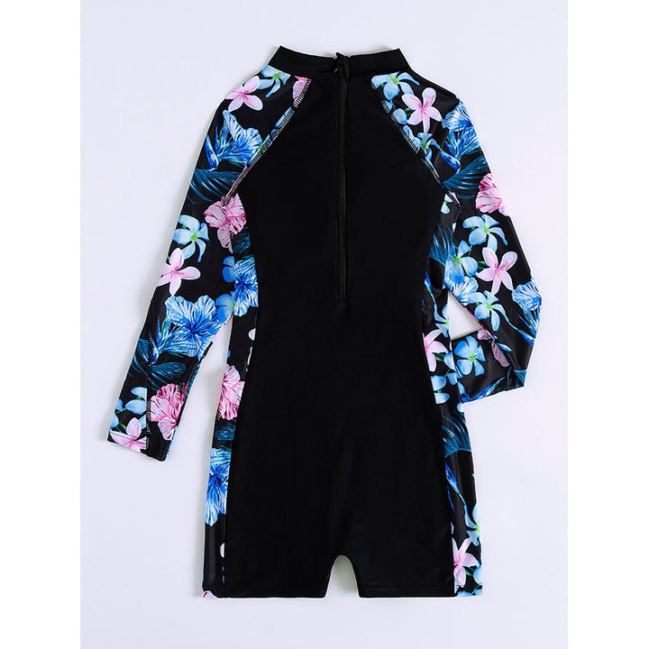 Damen Langarm-Badeanzug mit floralem Design Drune