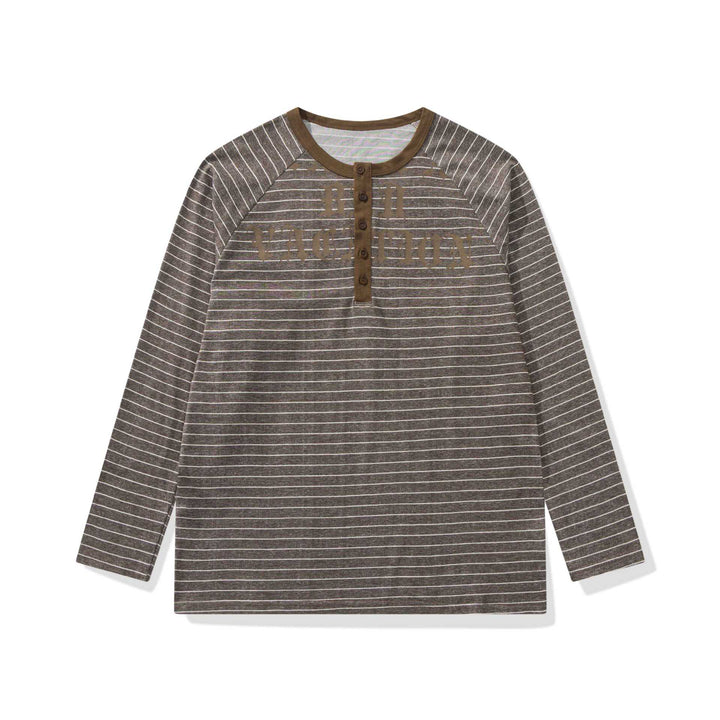 Herren Longsleeve-Henley mit Raglanärmeln und Knopfleiste Drune