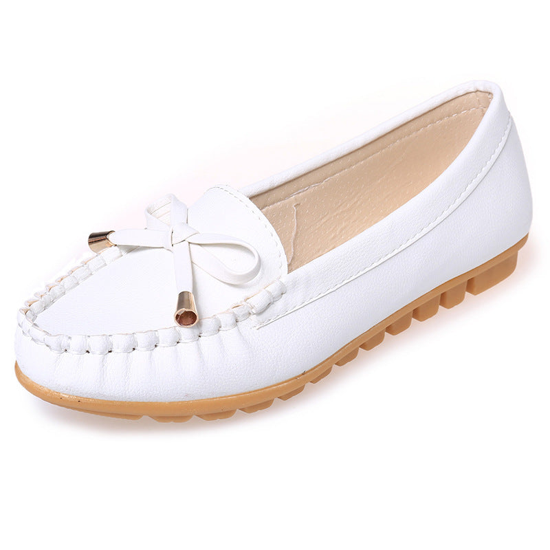 Damen Lederoptik Mokassin-Slipper mit Dekorschleife und profiliertem Gummisohlen-Design Drune