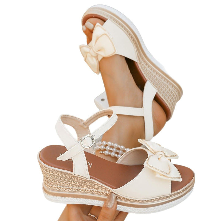 Damen Wedge-Sandalen mit dekorativer Schleifenapplikation und rutschfester Sohle Drune