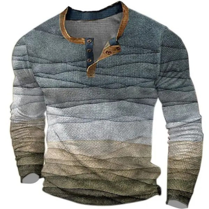 Herren Sportliches Langarmshirt mit Knopfleiste Drune