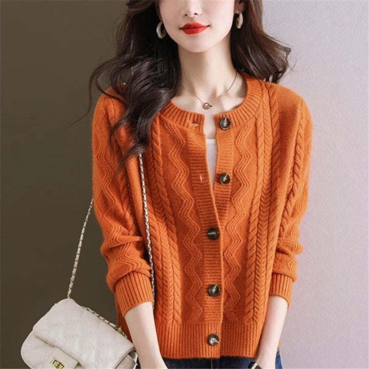 Damen kuschelige Strickjacke mit dekorativen Knopfdetails Drune