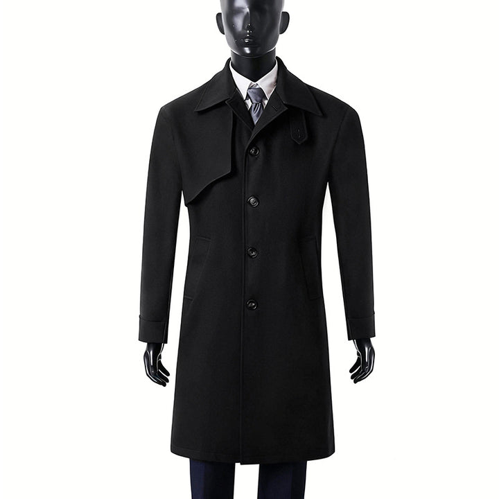 Herren midilanger Oversize-Kurzmantel mit durchgehender Knopfleiste und feinem Innenfutter Drune
