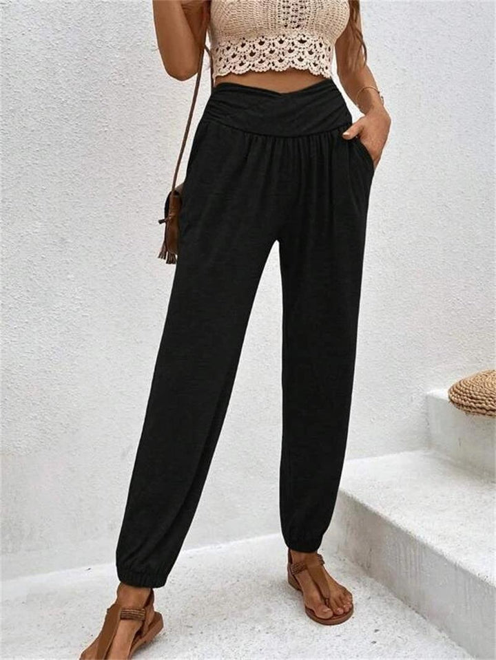 Damen Bequeme Freizeithose mit weit geschnittenem Bund und seitlichen Taschen Drune