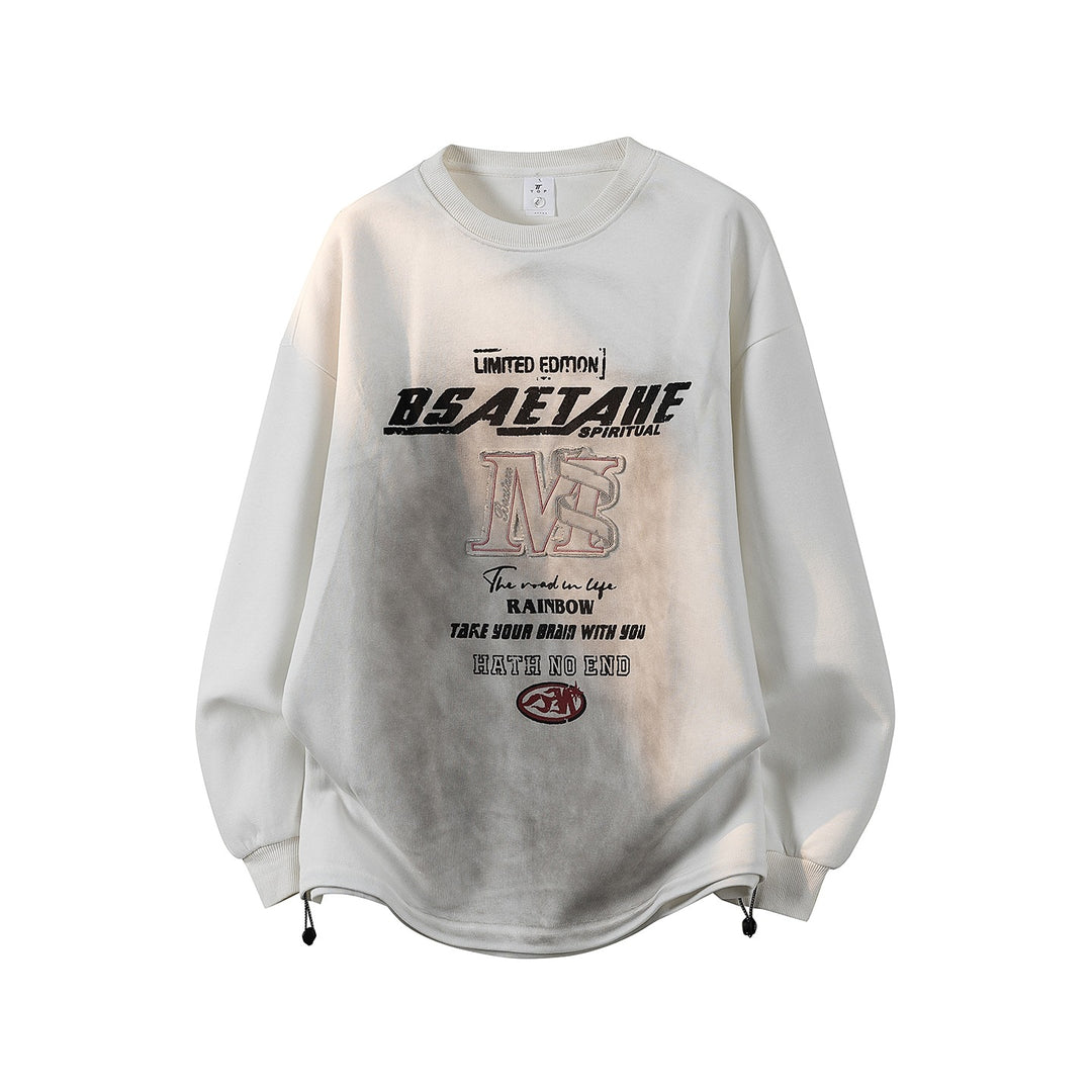 Herren Oversize Sweatshirt mit Allover-Print, Rundhalsausschnitt & Tunnelzugsaum Drune