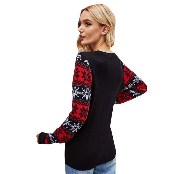 Damen Weihnachtsstrickpullover mit festlichem Rentier- und Schneeflockenmotiv Drune