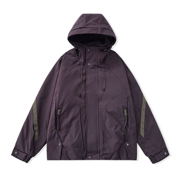 Herren Kurz geschnittener Boxy‑Techparka mit Kapuze, verdeckter Frontblende und Cargo‑Reißverschlüssen Drune