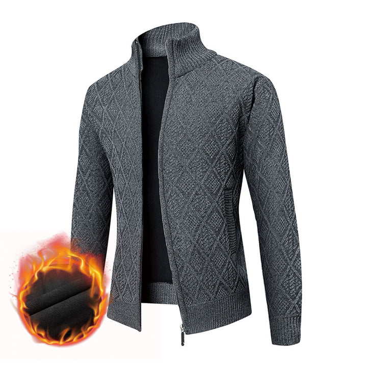 Herren Thermo-Strickzipjacke mit Jacquardmuster und Fleece-Innenfutter Drune