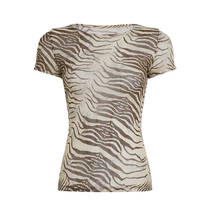 Damen T-Shirt mit dynamischem Zebra-Muster Drune