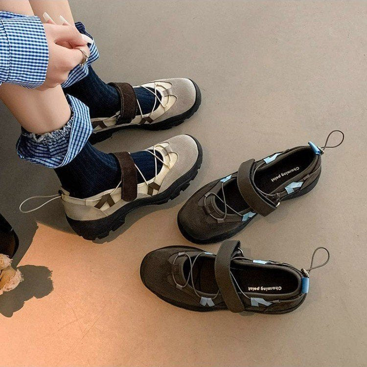 Damen Sportliche Ballerinas mit verstellbarem Riemen und rutschfester Sohle Drune