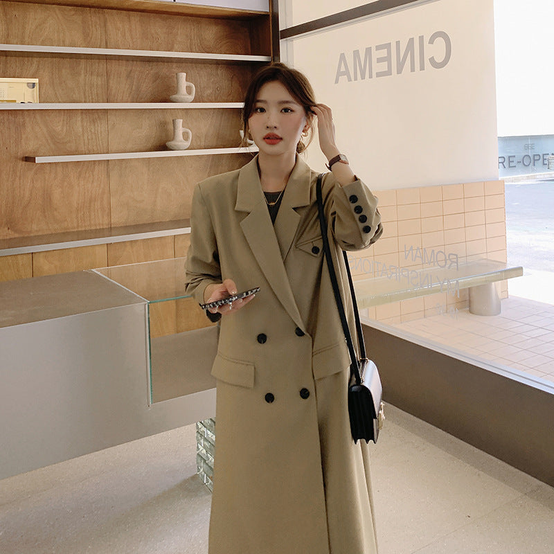 Damen Doppelreihiger Oversize-Trenchcoat mit kastiger Silhouette und verlängertem Schnitt Drune