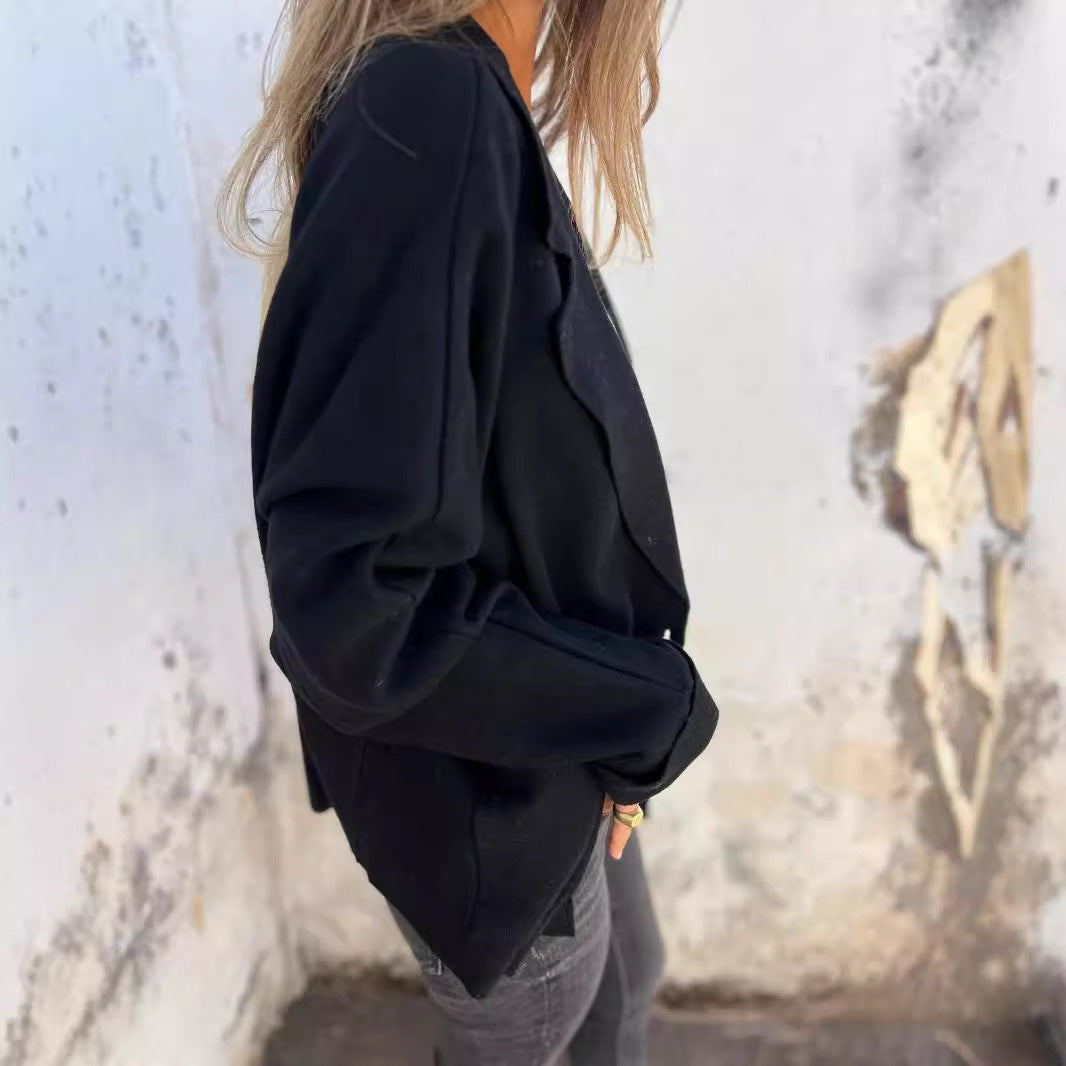 Damen Lässiger Oversize-Blazer mit praktischen Taschen und Knopfverschluss Drune