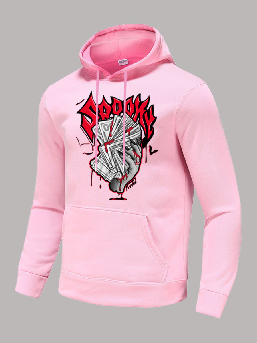 Herren Hoodie mit auffälligem Grafikerdruck und bequemen Kängurutaschen Drune