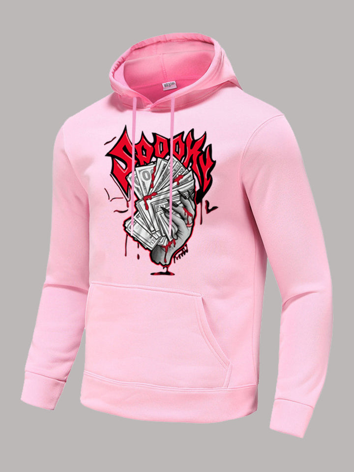 Herren Hoodie mit auffälligem Grafikerdruck und bequemen Kängurutaschen Drune