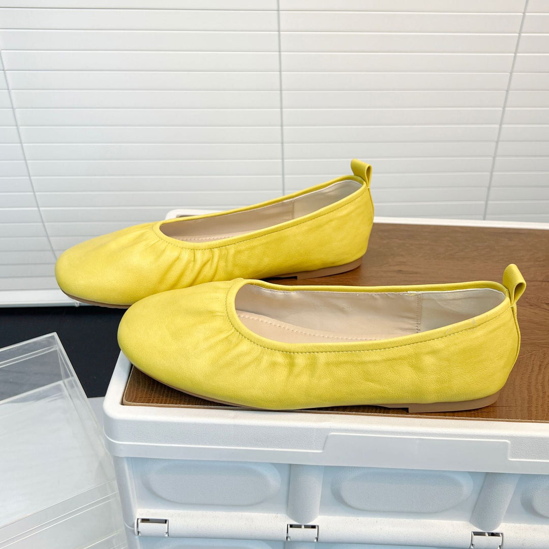 Damen Ballerinas aus feinem Leder mit elastischem Riemen Drune
