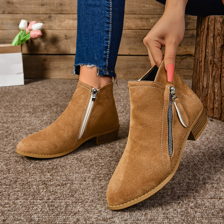 Damen Elegante Stiefeletten mit modischem Reißverschluss Drune