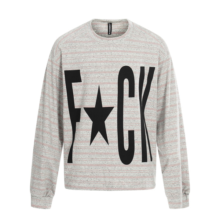 Damen Gestreiftes Oversize-Sweatshirt mit großflächigem Typo-Print und Rundhalsausschnitt Drune