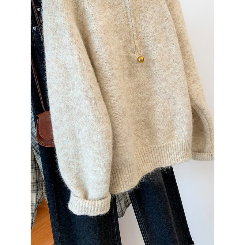 Damen Kuscheliger Hoodie mit halbem Reißverschluss und Kängurutasche Drune