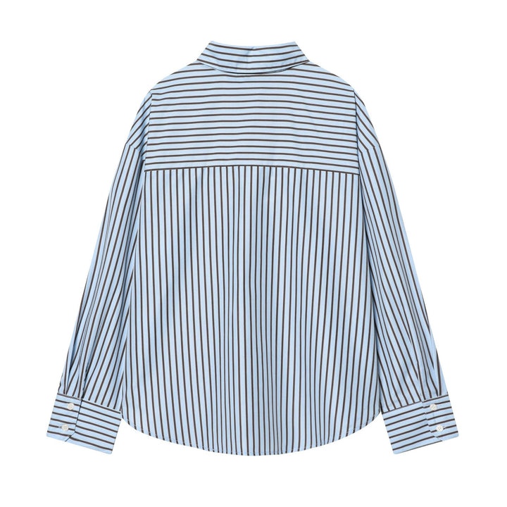 Damen nan oversized Hemdbluse mit überschnittener Schulter, durchgehender Knopfleiste und breiten Manschetten Drune