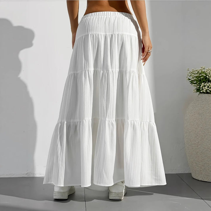 Damen Maxi-Rock mit lässigem Volant-Design und elastischem Bund Drune