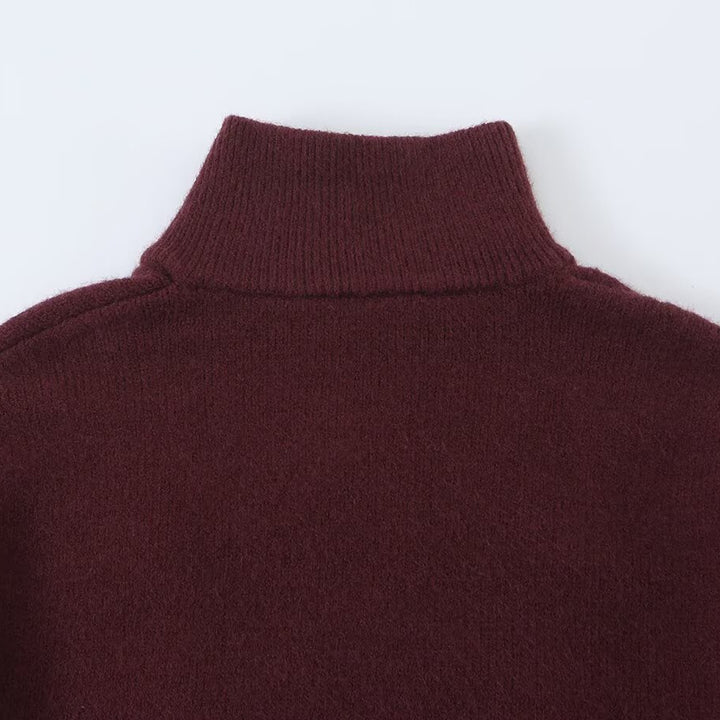 Damen Strickjacke mit Stehkragen, Reißverschluss und dekorativen Knotenblenden Drune