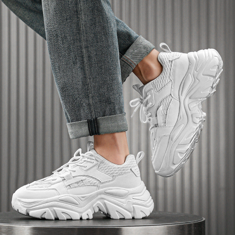 Damen Modische Plateau-Chunky-Sneaker mit strukturiertem Mesh-Overlayer und robuster Profilsohle Drune