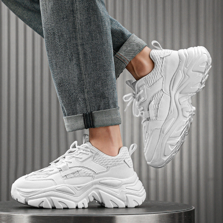 Damen Modische Plateau-Chunky-Sneaker mit strukturiertem Mesh-Overlayer und robuster Profilsohle Drune