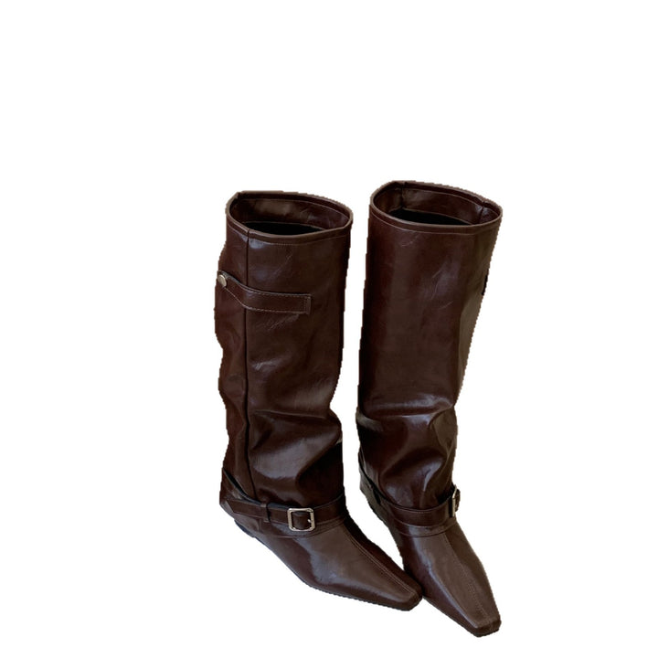Damen Überknie-Stiefel aus Leder Drune