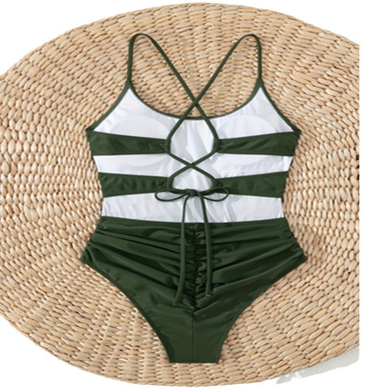 Damen Einteiliger Badeanzug mit eleganter Raffung Drune