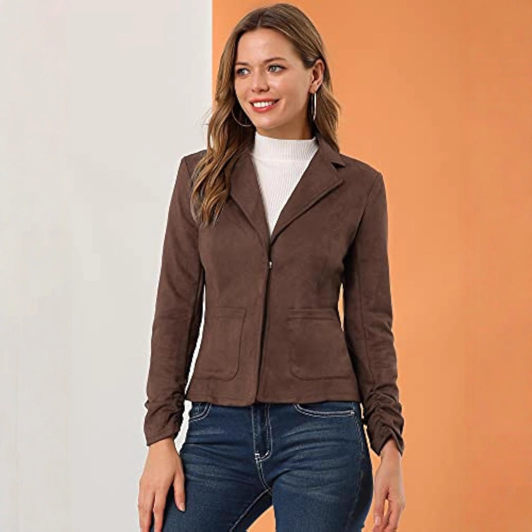 Damen Eleganter Velours-Blazer mit schmaler Passform Drune
