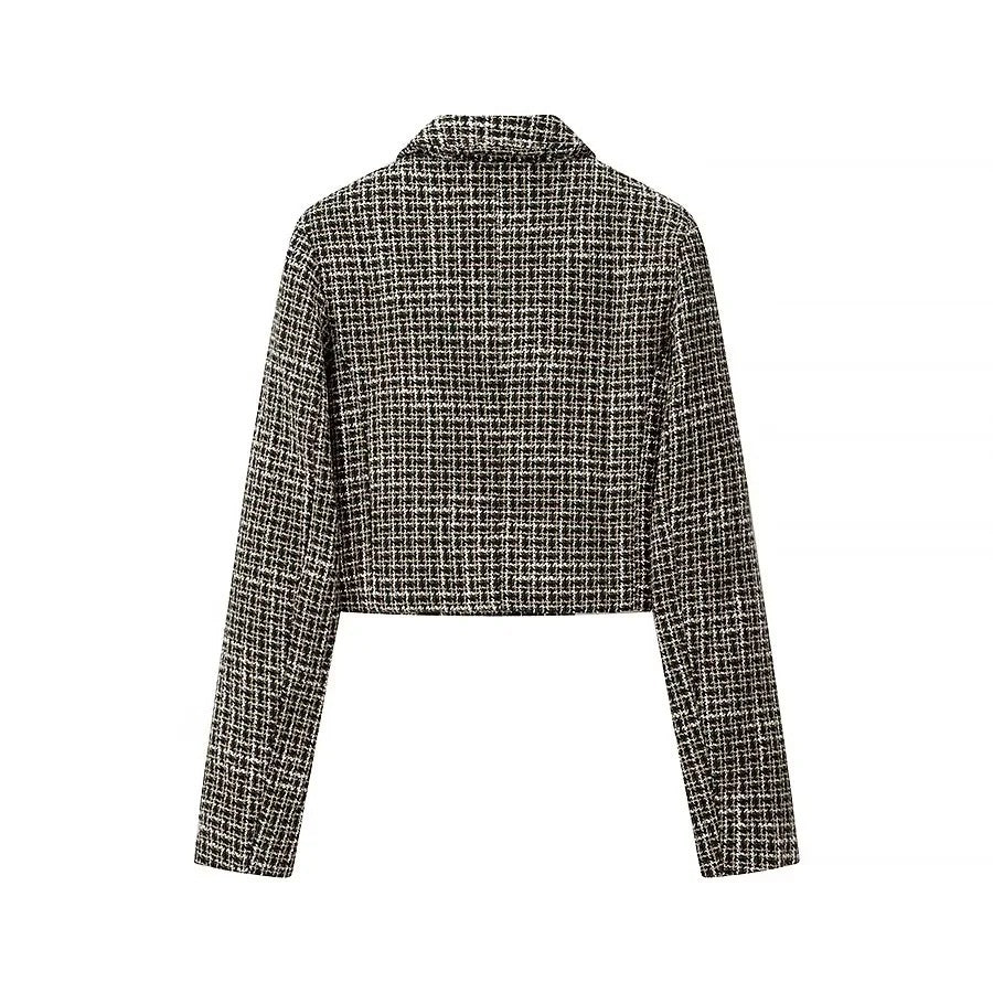 Damen Kurz geschnittene Blazerjacke im eleganten Tweed-Design Drune