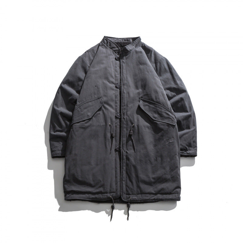 Herren Isolierende Parkajacke im Oversize‑Cut mit Sherpa‑Futter und Tunnelzugsaum Drune