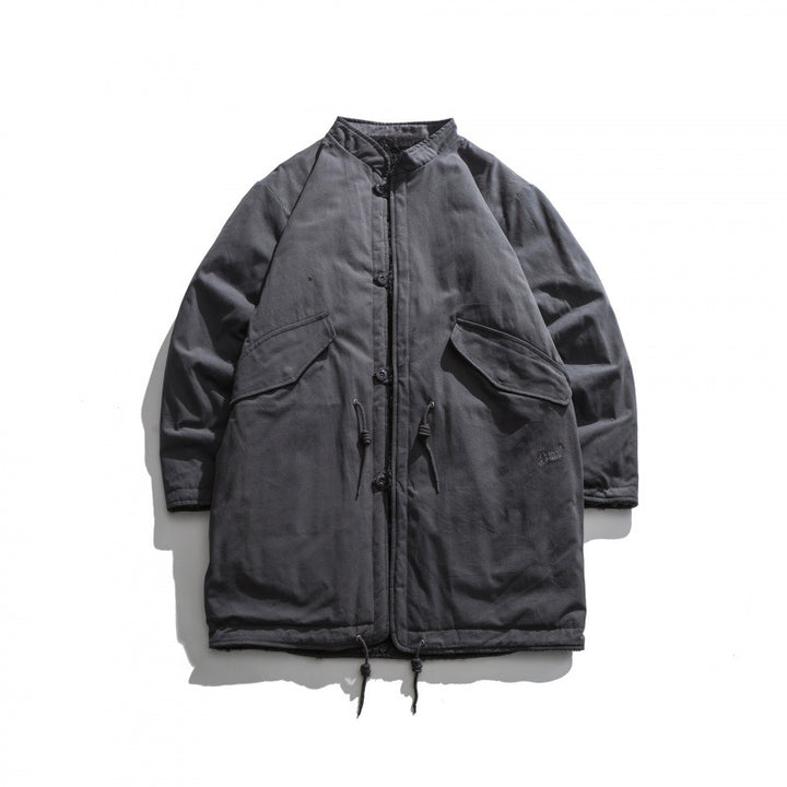 Herren Isolierende Parkajacke im Oversize‑Cut mit Sherpa‑Futter und Tunnelzugsaum Drune