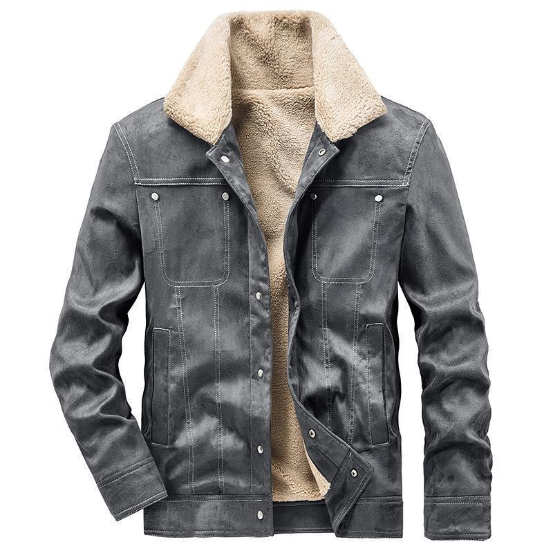 Herren Wildlederoptik Truckerjacke mit Teddyfutter Drune