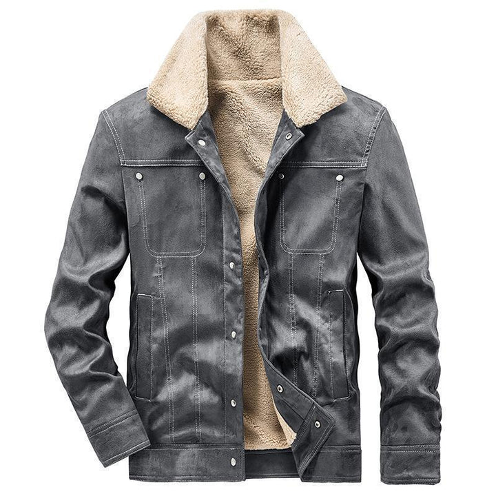 Herren Wildlederoptik Truckerjacke mit Teddyfutter Drune