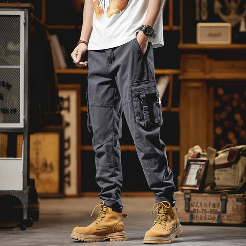 Herren Taktische Utility-Cargo-Hose mit verstärkten Kniepatches, Multifunktionstaschen und Kordelbund Drune