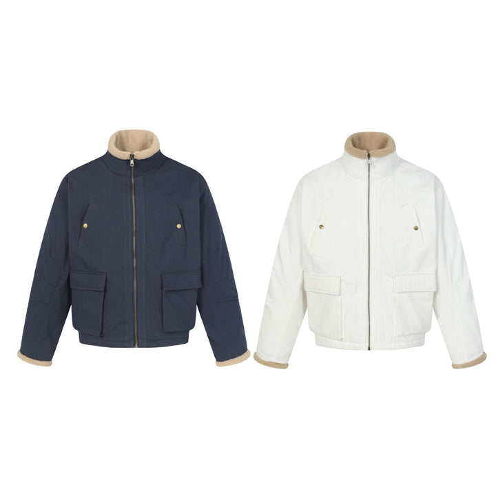 Herren Kurzblouson im Field‑Style mit Teddyfutterkragen und Cargo‑Taschen Drune