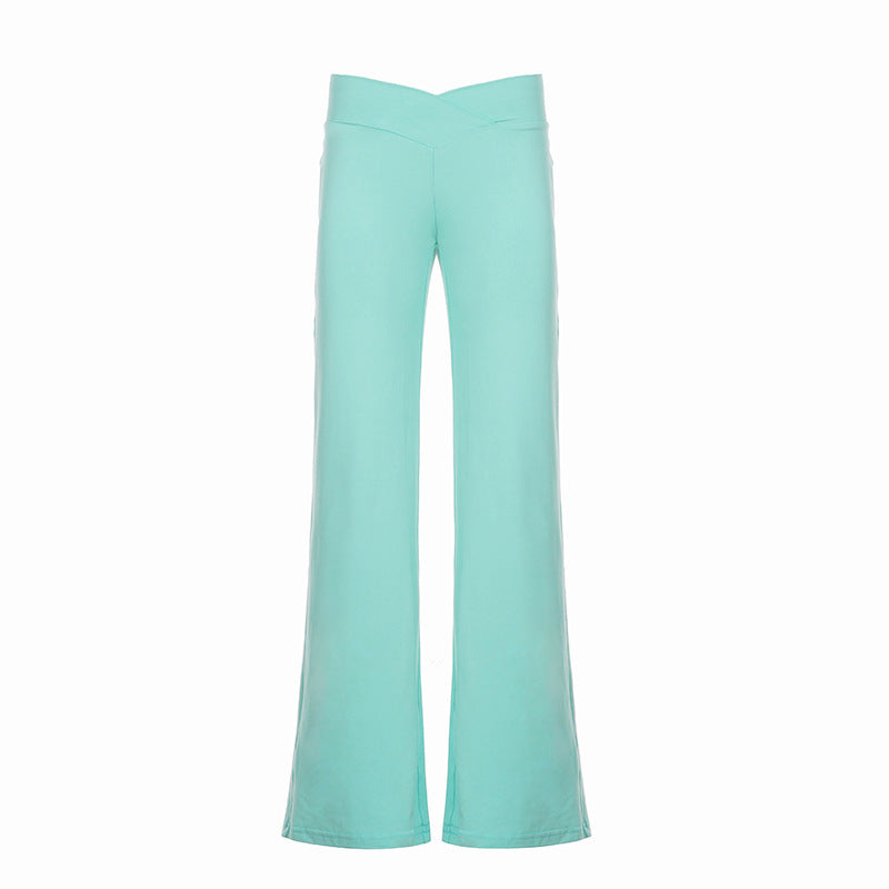 Damen nan weite Palazzo-Hose mit V-förmiger Bundnaht und elastischem Stretch-Jersey Drune
