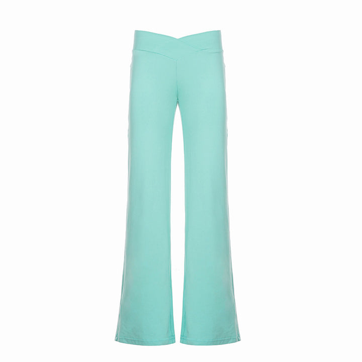 Damen nan weite Palazzo-Hose mit V-förmiger Bundnaht und elastischem Stretch-Jersey Drune