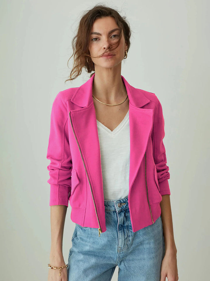 Damen Bikerjacke aus edlem Kunstleder mit modernem Schnitt und feiner Textur Drune