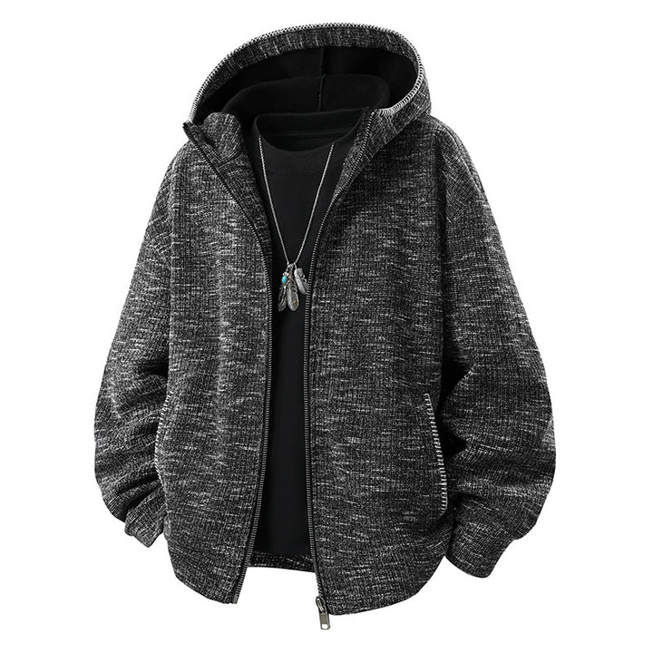 Herren Gepolsterte Strickoptik‑Kapuzenjacke mit Thermofutter und Zwei‑Wege‑Reißverschluss Drune