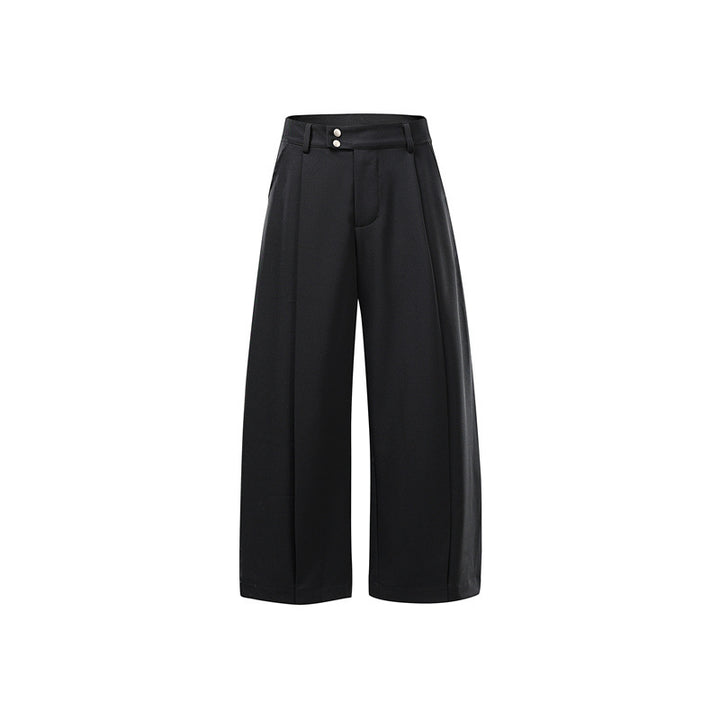 Damen Hochtaillierte Culotte-Hose mit Mittelnaht, Bügelfalte und Doppelknopfbund Drune