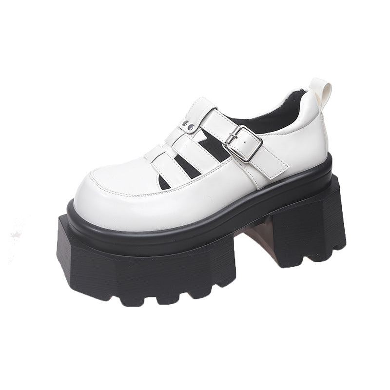 Damen Plateau-Schuhe mit modischem Riemen-Design und hohem Blockabsatz Drune
