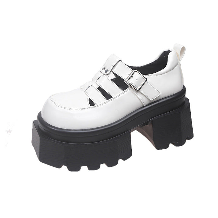 Damen Plateau-Schuhe mit modischem Riemen-Design und hohem Blockabsatz Drune