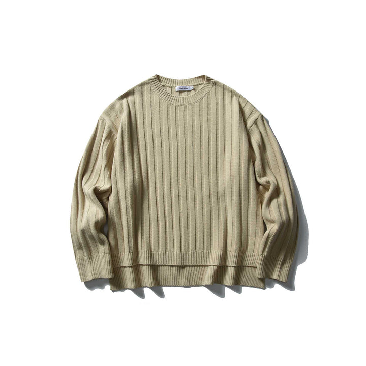 Unisex Grobgerippter Oversize-Pullover mit Rundhalsausschnitt Drune