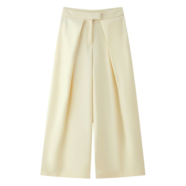 Damen Culotte-Hose mit weitem Bein, hoher Taille und ausgestellter Silhouette Drune