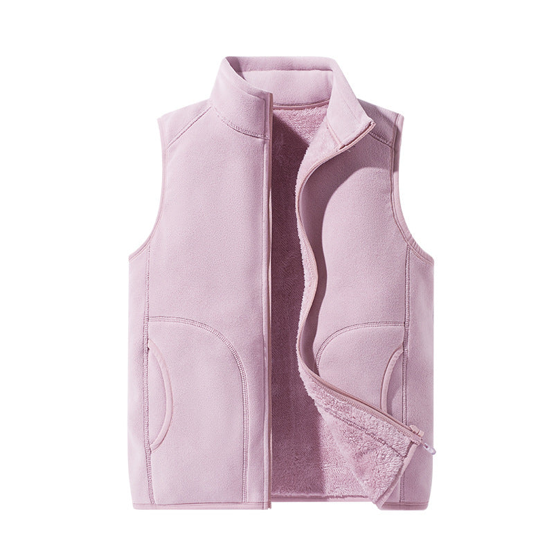 Damen leichte Microfleece-Weste mit durchgehendem Reißverschluss, hohem Stehkragen und weicher Teddyinnenlage Drune