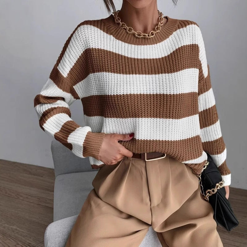 Damen lässiger Strickpullover im modernen Waffelmuster Drune