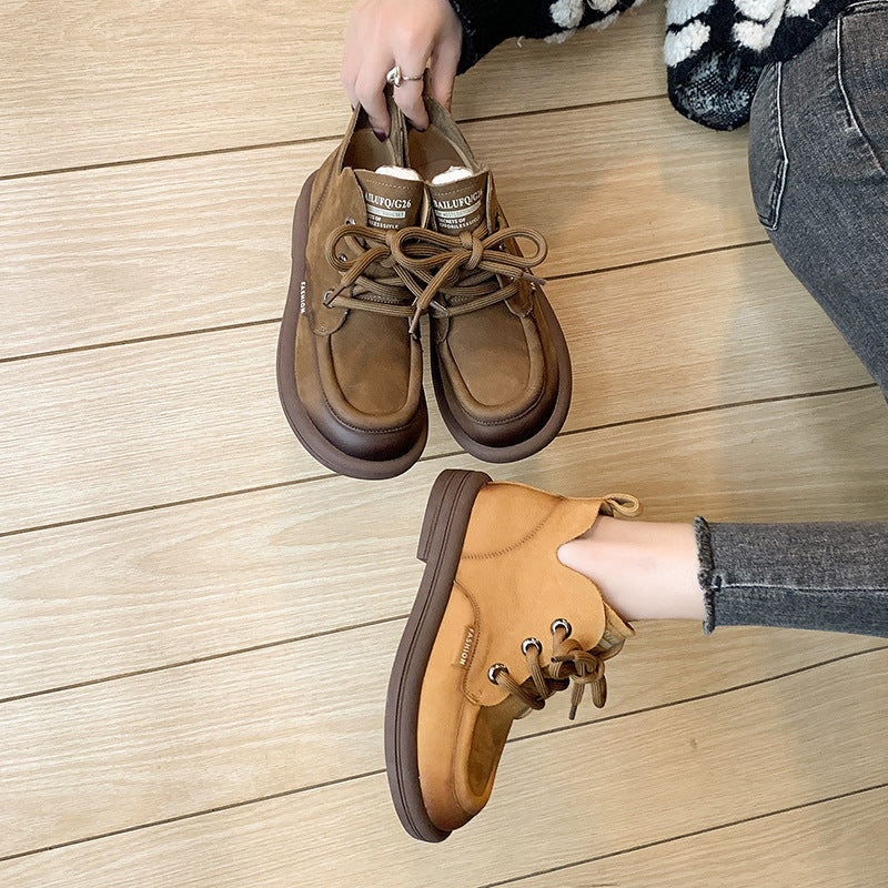 Damen nan modische Schnür-Ankleboots im Mokassin-Look mit weichem Veloursinnenfutter und stoßdämpfender Leichtsohle Drune